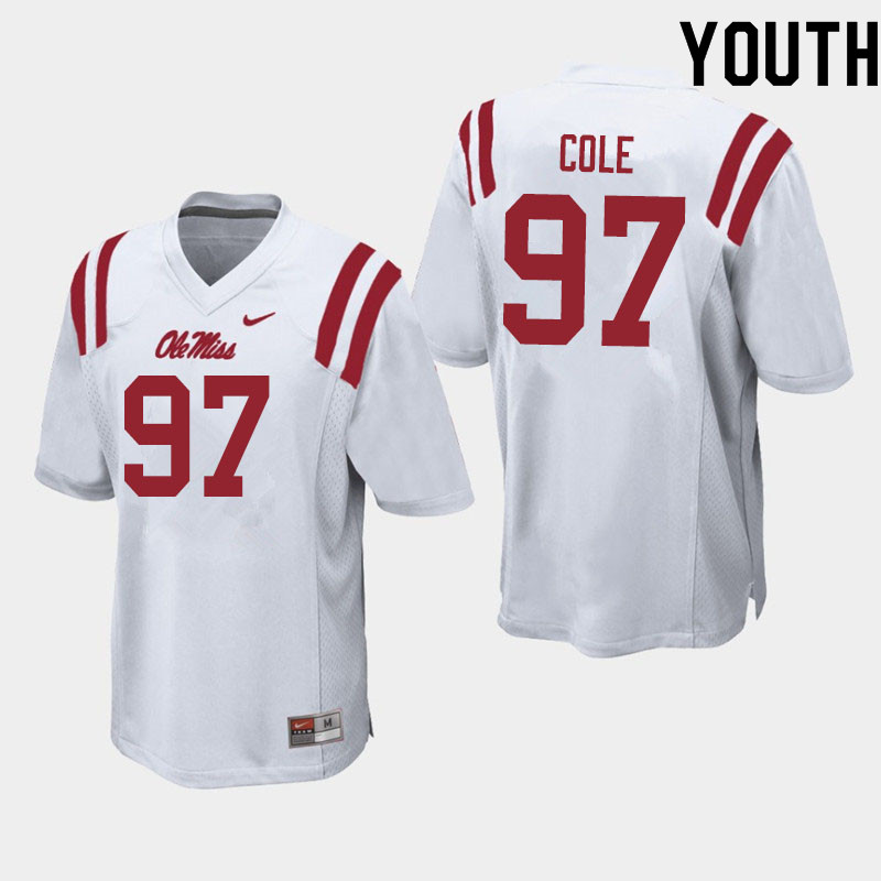 Spencer Cole Ole Miss Rebels NCAA Youth White #97 Stitched Limited College Football Jersey FFR3258QX
